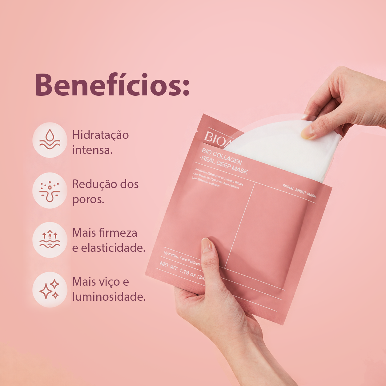 Mascara de colágeno BioAqua - Anti idade & Linha de expressão