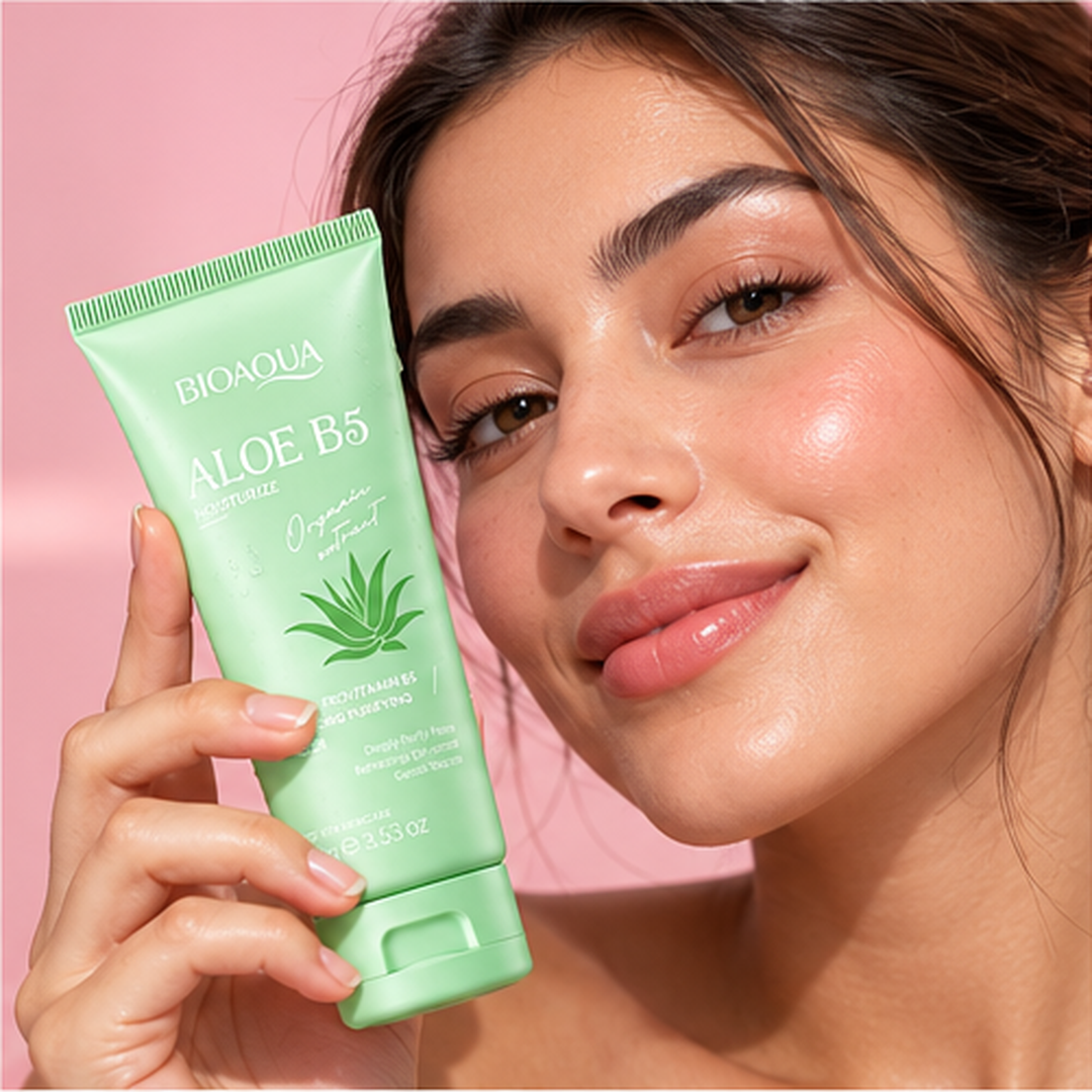 Mulher usando o produto Aloe B5