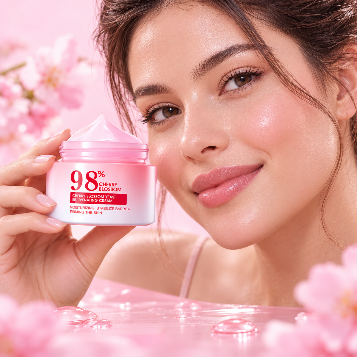 Creme facial em uso