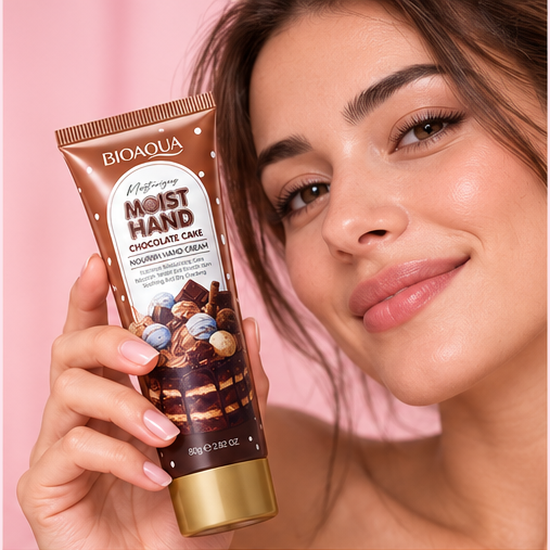 Mulher aplicando o creme para as mãos