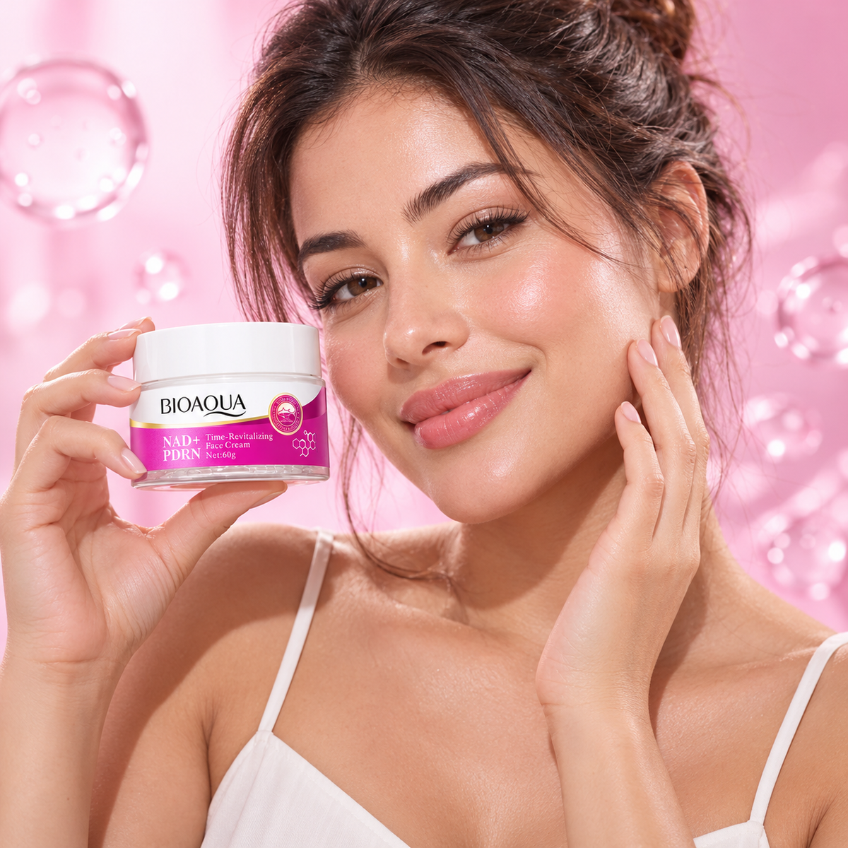 Creme facial em uso